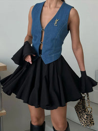 Elastic Waist Ruffled Hem Skirt