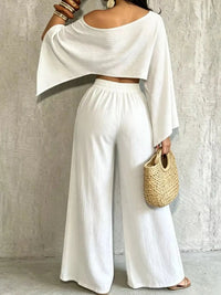 Boat Neck Crop Top and Wide-Leg Pants Set 101001634822589 57 Affordable Fashion Under $100 Jerry's Apparel 