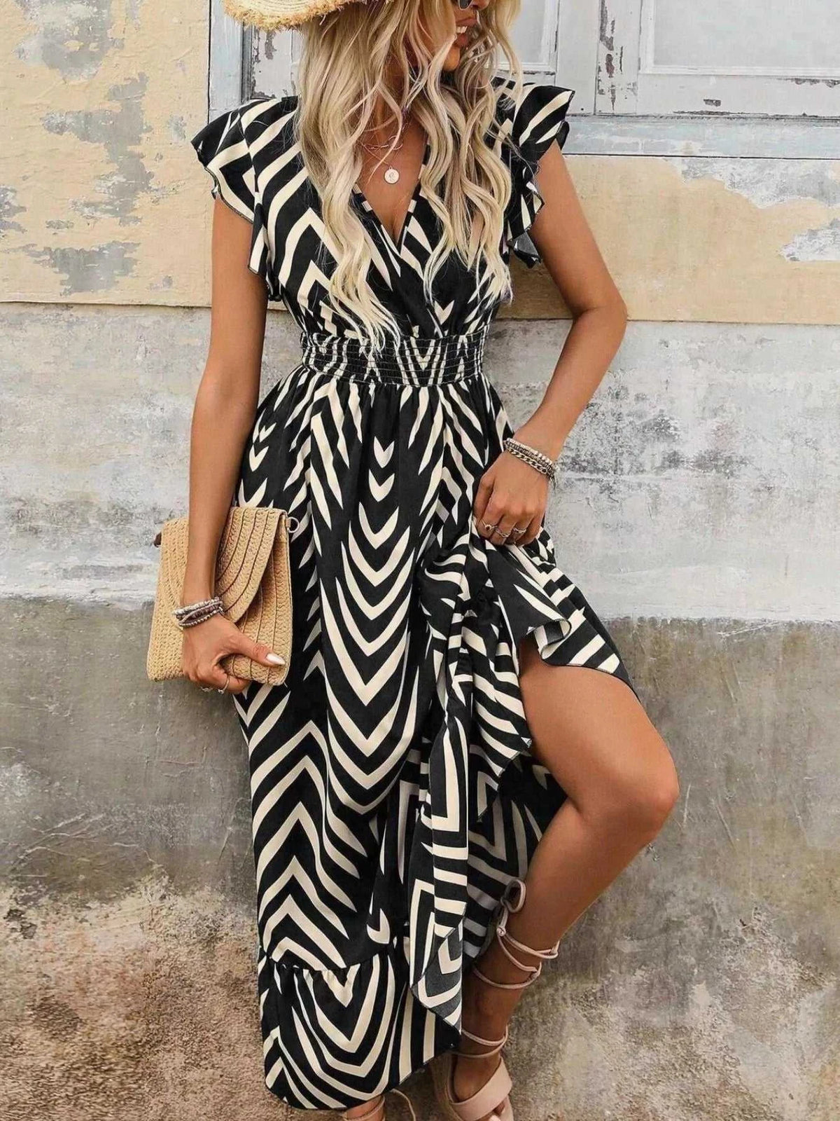 Ruffled Cap Sleeve Midi Dress 100100553584352 41 Affordable Fashion Under $100 Jerry's Apparel 