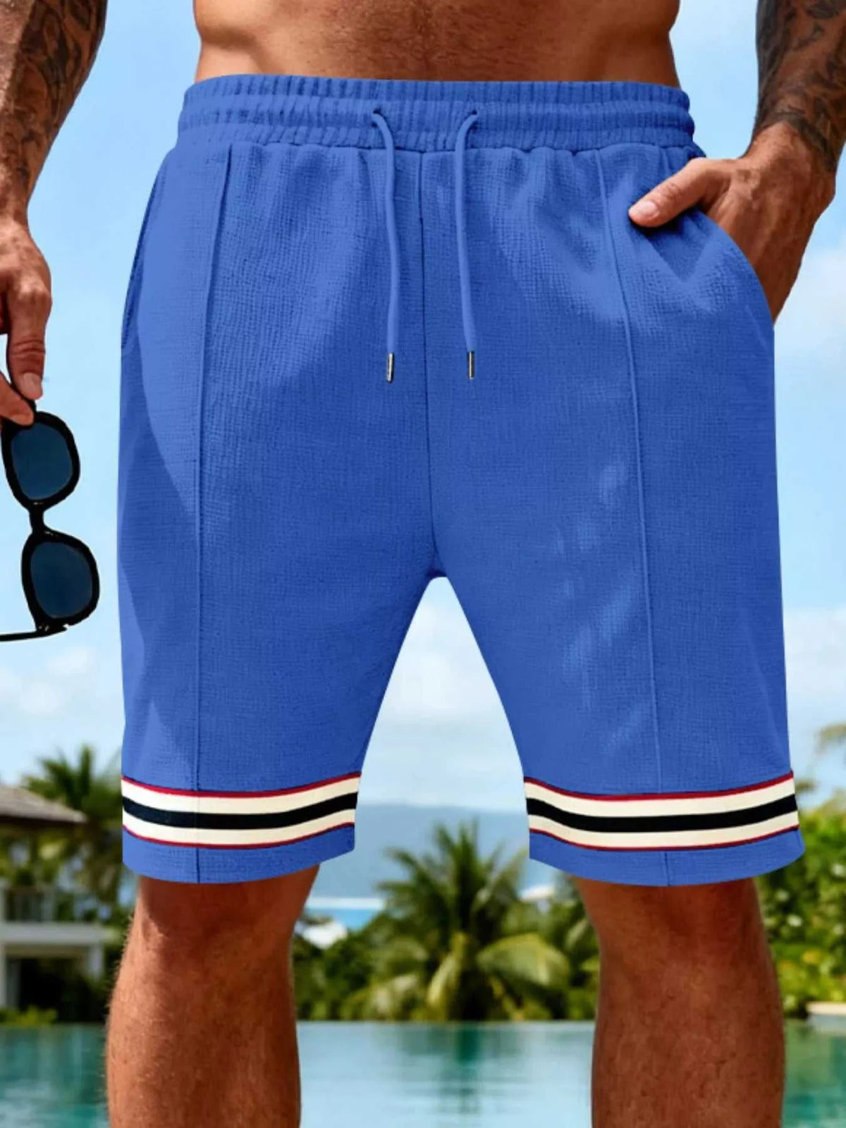 Men's Full Size Textured Knit Drawstring Shorts Plus Size 100400916555342 23 Affordable Fashion Under $100 Jerry's Apparel 
