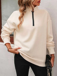 Quarter Zip Dropped Shoulder Sweatshirt 100100362581547 41 Affordable Fashion Under $100 Jerry's Apparel 
