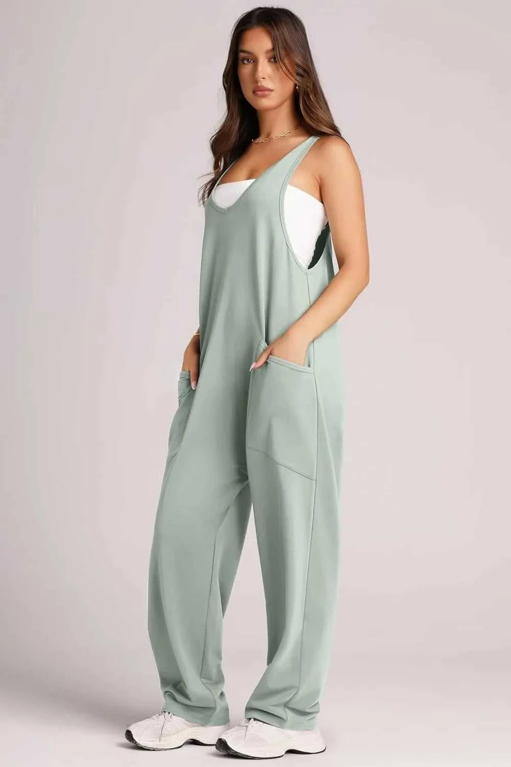 Lovelet Wide Strap Jumpsuit with Pockets 100100197263170 33 Affordable Fashion Under $100 Jerry's Apparel 