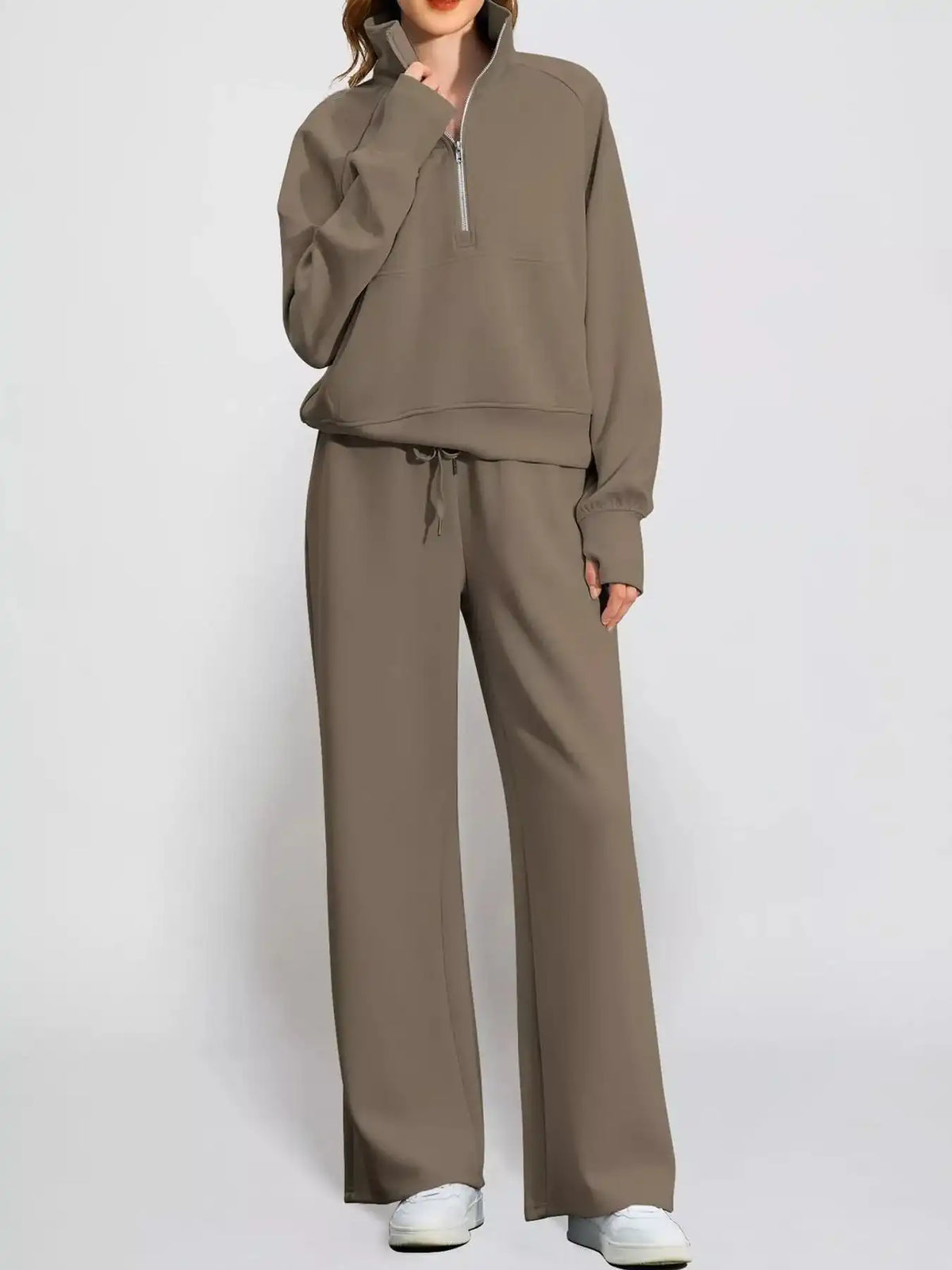 Half-Zip Sweatshirt and Wide-Leg Pants Set 101001840100593 40 Affordable Fashion Under $100 Jerry's Apparel 