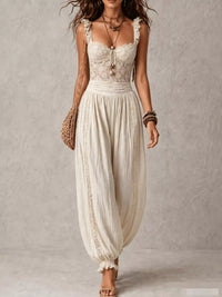 Boho Lace Corset Bodice Jumpsuit with Harem Pants 101001053483751 81 Affordable Fashion Under $100 Jerry's Apparel 