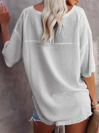Waffle Knit V-Neck Short Sleeve T-Shirt 100100993990875 26 Affordable Fashion Under $100 Jerry's Apparel 