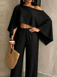 Boat Neck Crop Top and Wide-Leg Pants Set 101001634822589 57 Affordable Fashion Under $100 Jerry's Apparel 