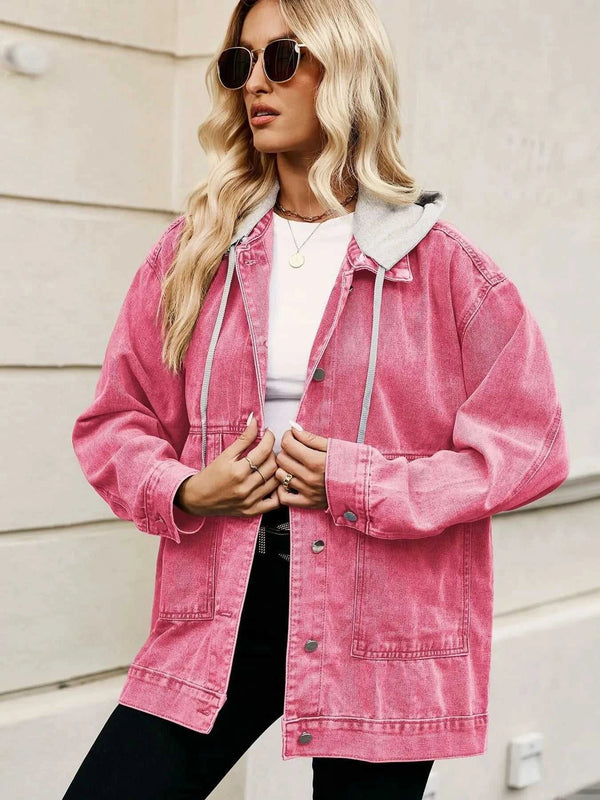 Oversized Button Up Denim Jacket with Hood 100100876233269 72 Affordable Fashion Under $100 Jerry's Apparel 