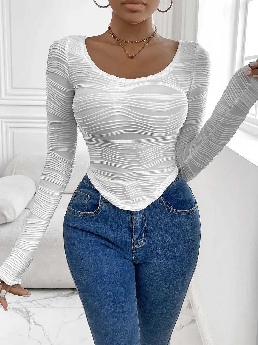 Perfee Scoop Neck Long Sleeve Top 100100386401892 32 Affordable Fashion Under $100 Jerry's Apparel 