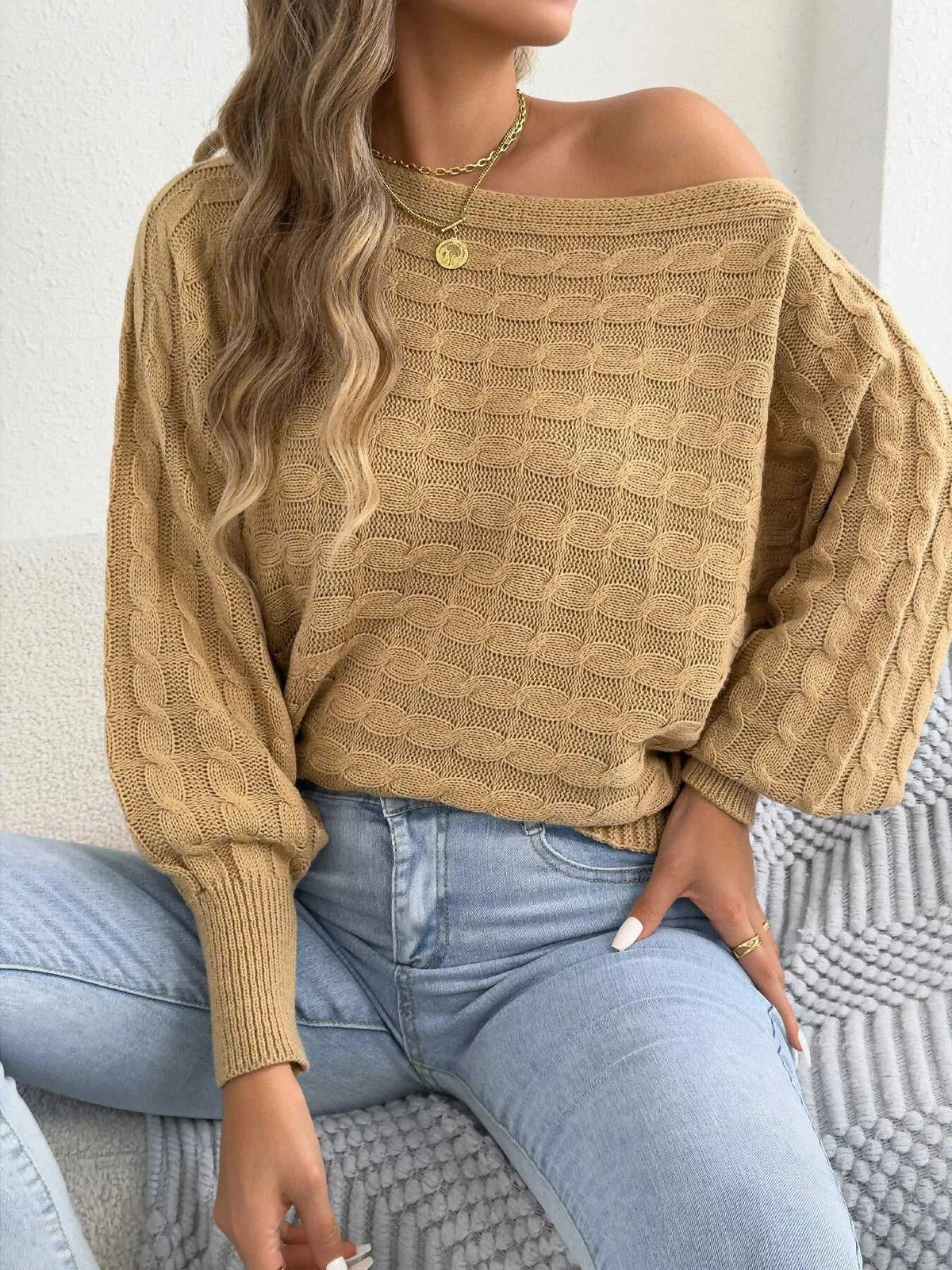 Cable Knit Boat Neck Sweater 101002602212115 36 Affordable Fashion Under $100 Jerry's Apparel 