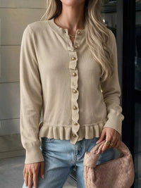 Ruffle Hem Button-Up Cardigan 100100909588028 39 Affordable Fashion Under $100 Jerry's Apparel 