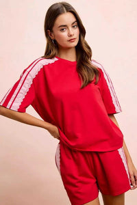 BiBi French Terry Side Lace Detail Short Sleeves Top 100100237661933 42 Affordable Fashion Under $100 Jerry's Apparel 