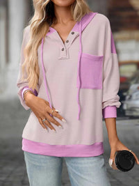 Casual Color Block Button Detail Hoodie 100100649841441 43 Affordable Fashion Under $100 Jerry's Apparel 