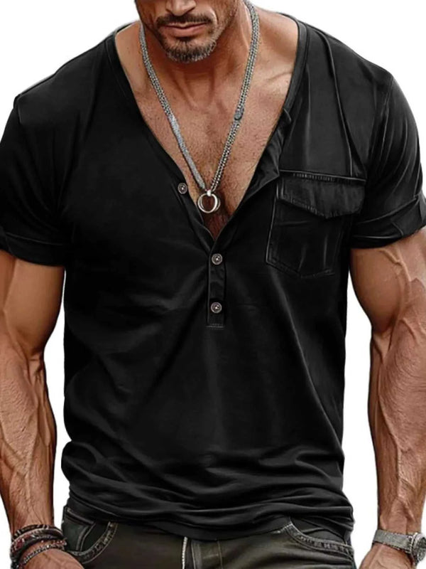 Men's Full Size Casual Button Detail Short Sleeve T-Shirt Plus Size 100400567753716 23 Affordable Fashion Under $100 Jerry's Apparel 
