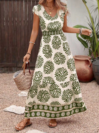 Printed V-Neck Cap Sleeve Maxi Dress 100100026521831 39 Affordable Fashion Under $100 Jerry's Apparel 