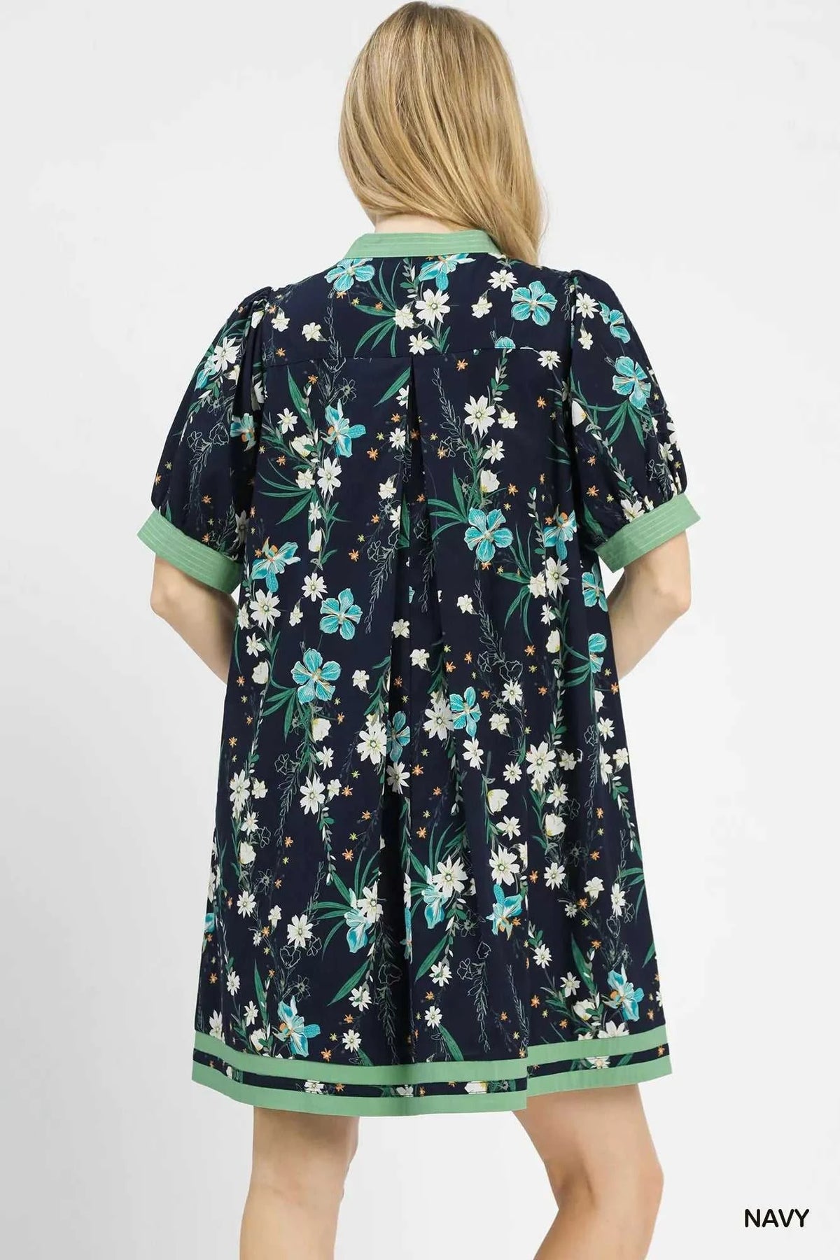 Umgee Floral Puff Sleeve Dress with Contrast Trim 100100245731554 62 Affordable Fashion Under $100 Jerry's Apparel 