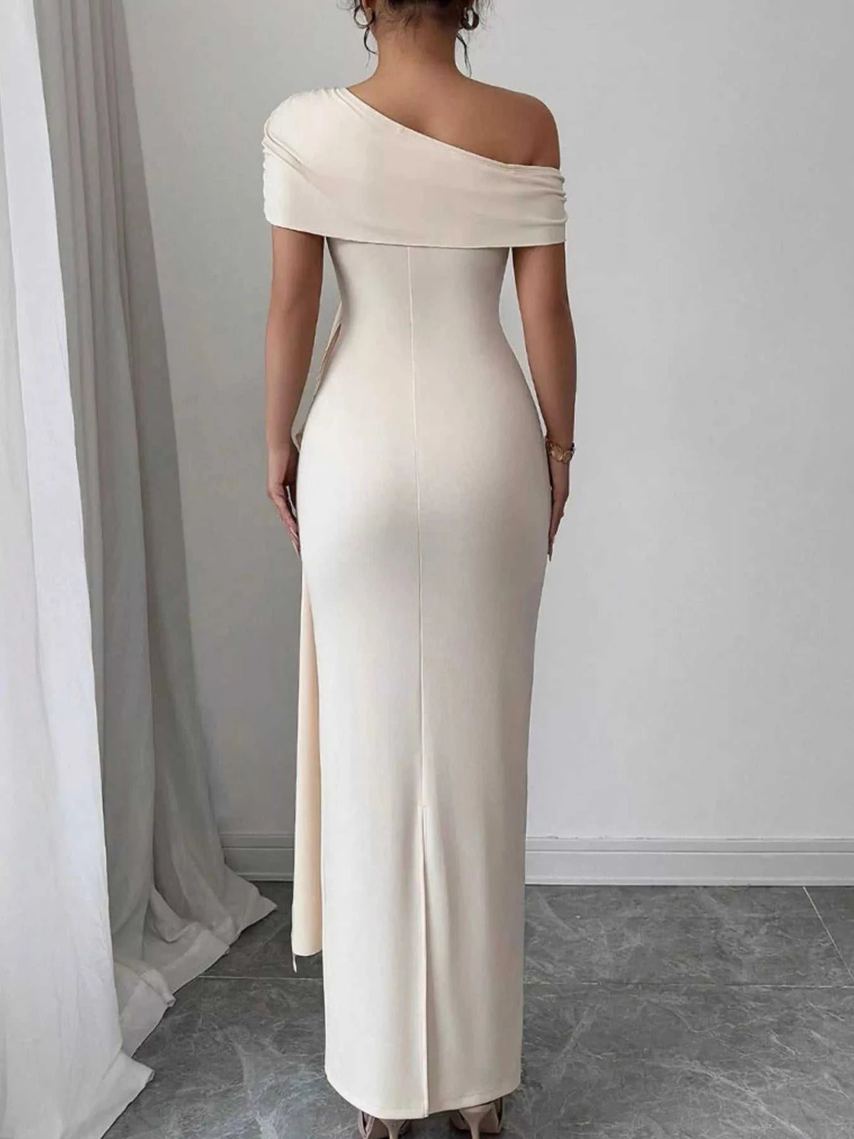 One-Shoulder Ruched Maxi Dress 100100331278451 36 Seasonal Fashion Collections Jerry's Apparel 