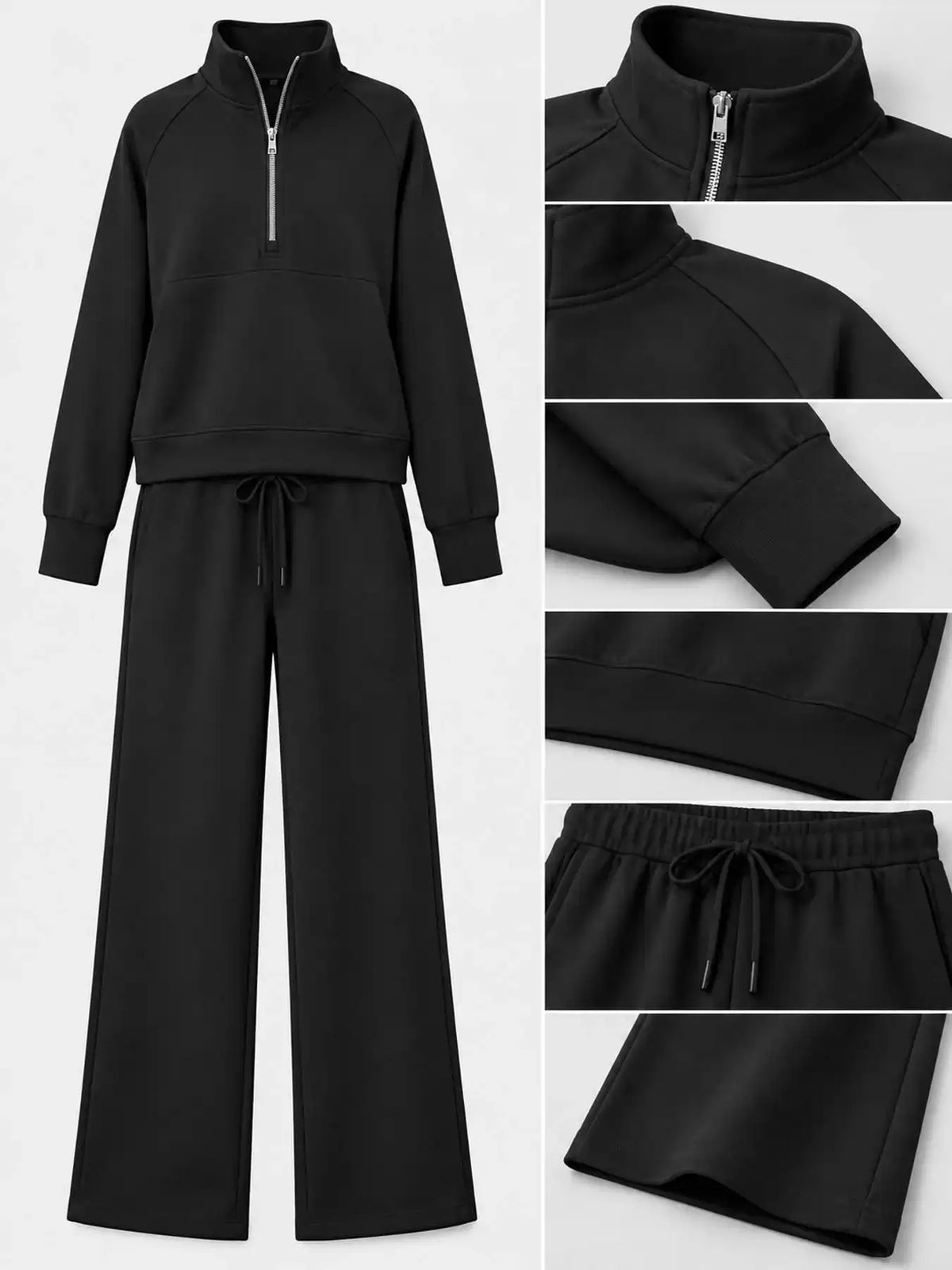 Half-Zip Sweatshirt and Wide-Leg Pants Set 101001840100593 40 Affordable Fashion Under $100 Jerry's Apparel 