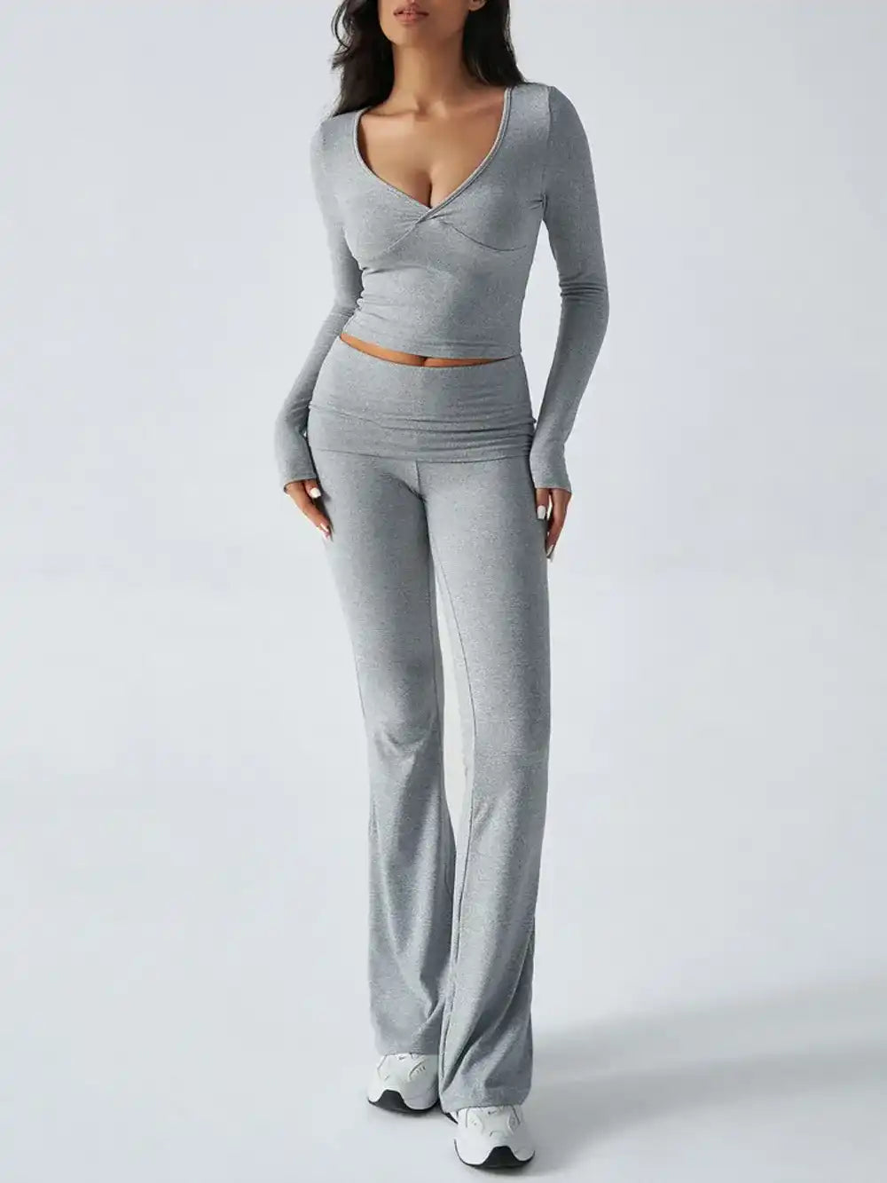 Devine Ruched Long Sleeve Top and Pants Set 100100100351065 35 Affordable Fashion Under $100 Jerry's Apparel 