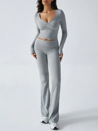 Devine Ruched Long Sleeve Top and Pants Set 100100100351065 35 Affordable Fashion Under $100 Jerry's Apparel 