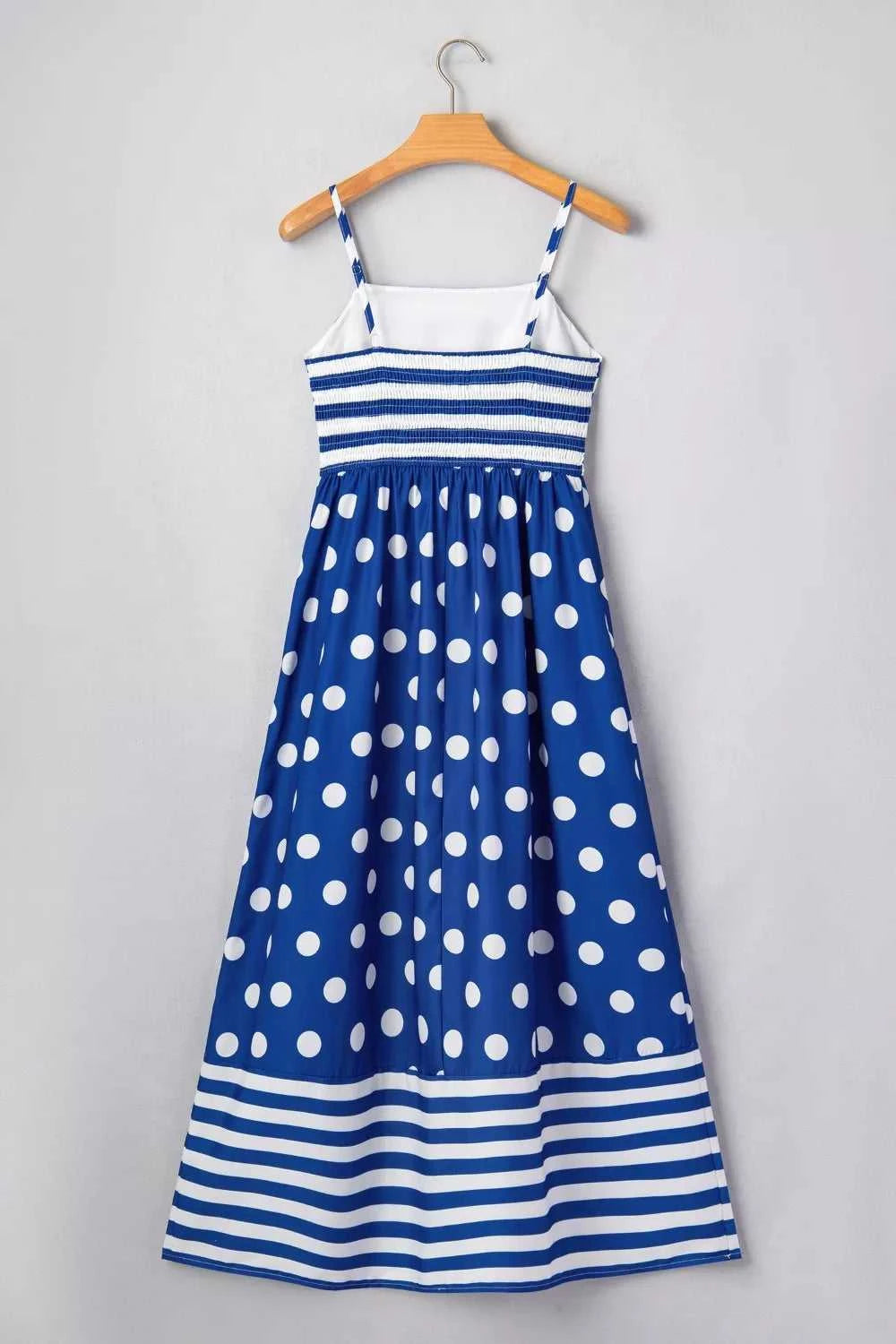 Striped Polka Dot Patchwork High Waist Spaghetti Straps Maxi Dress 100100896667563 47 Affordable Fashion Under $100 Jerry's Apparel 