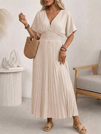 Pleated V-Neck Midi Dress 100100926207857 45 Affordable Fashion Under $100 Jerry's Apparel 