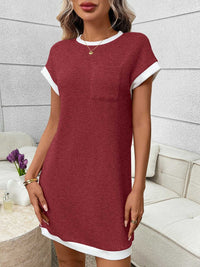 Contrast Trim Ribbed Knit Mini Dress with Pocket 100100281069040 32 Affordable Fashion Under $100 Jerry's Apparel 