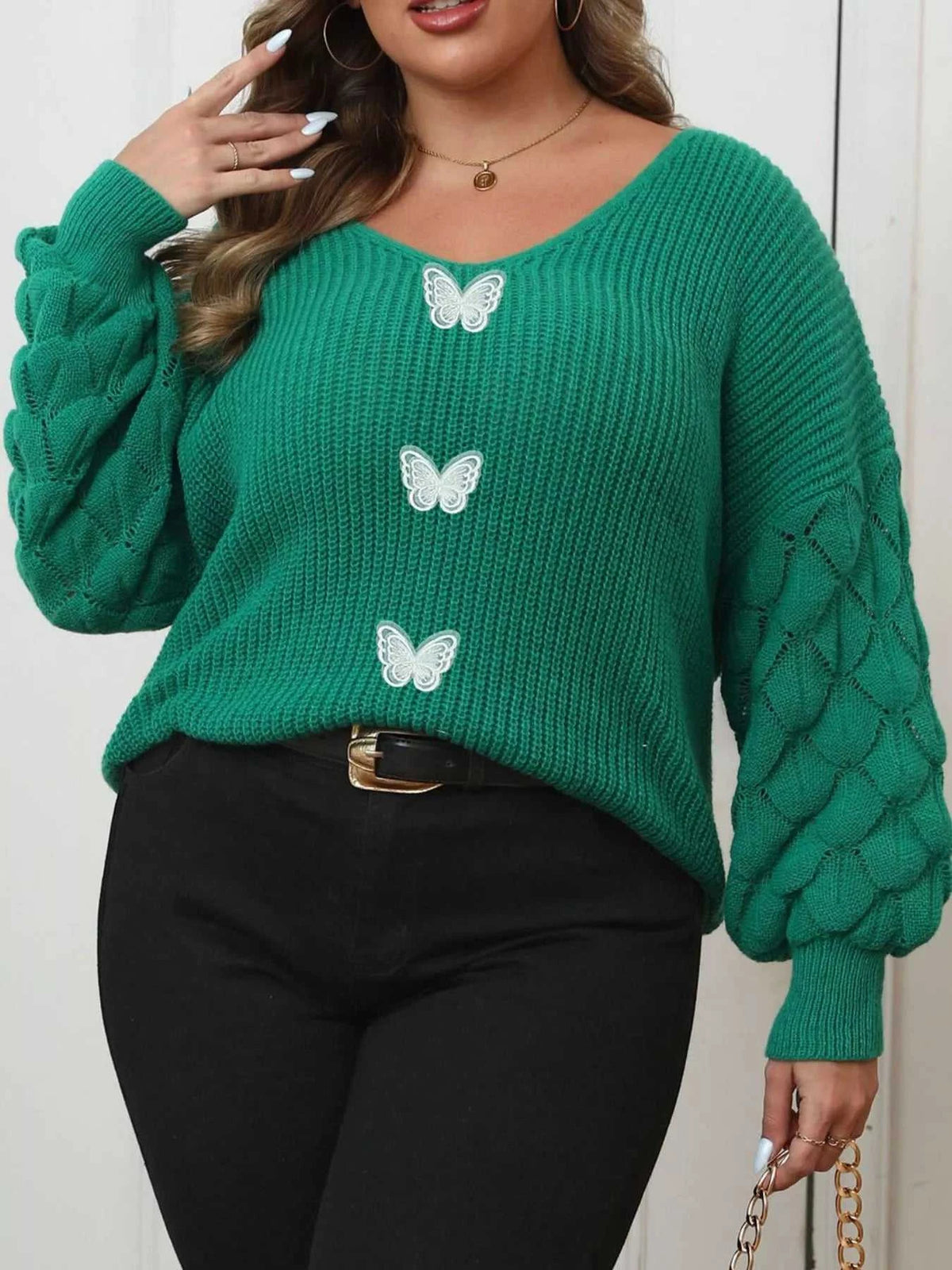 Plus Size Butterfly Dropped Shoulder Sweater 101002956712112 41 Affordable Fashion Under $100 Jerry's Apparel 