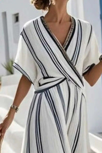 Striped Wrap Half Sleeve Maxi Dress 100100695951017 39 Affordable Fashion Under $100 Jerry's Apparel 