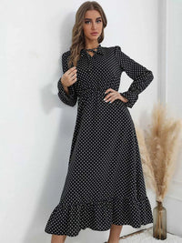 Polka Dot Ruffle Hem Midi Dress 100100992204354 44 Affordable Fashion Under $100 Jerry's Apparel 