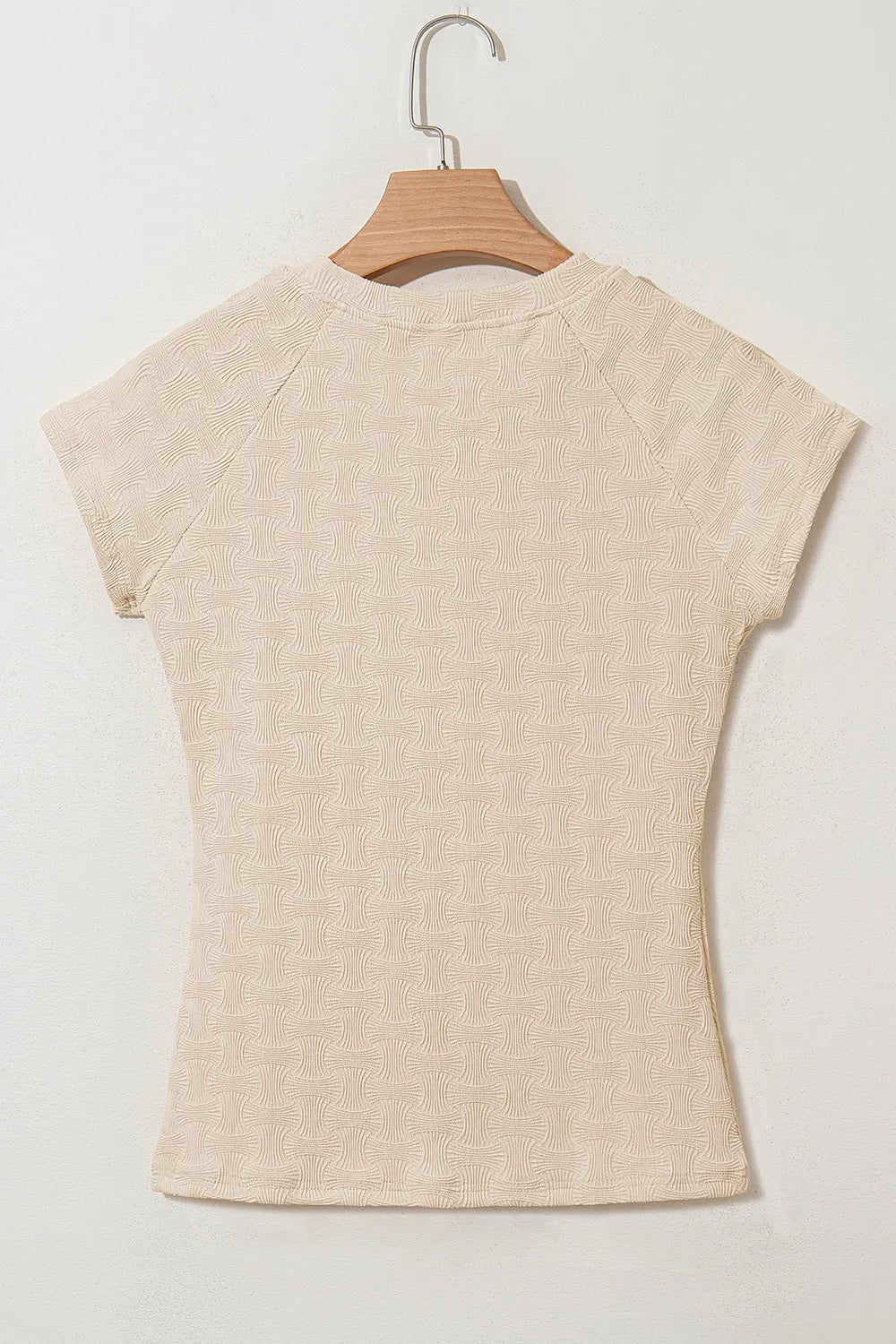 Textured Crew Neck Cap Sleeve Slim T Shirt