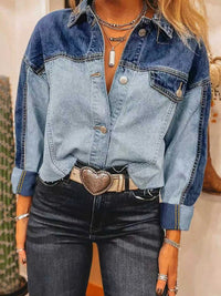 Raw Hem Two-Tone Denim Jacket 101003413721765 54 Affordable Fashion Under $100 Jerry's Apparel 