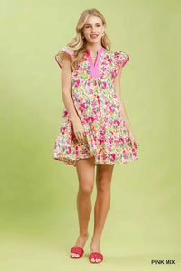 Umgee Floral Flutter Sleeve Tiered Mini Dress 100100925781092 57 Affordable Fashion Under $100 Jerry's Apparel 