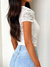 Devine V-Neck Short Sleeve Lace Top 100100989295816 21 Affordable Fashion Under $100 Jerry's Apparel 