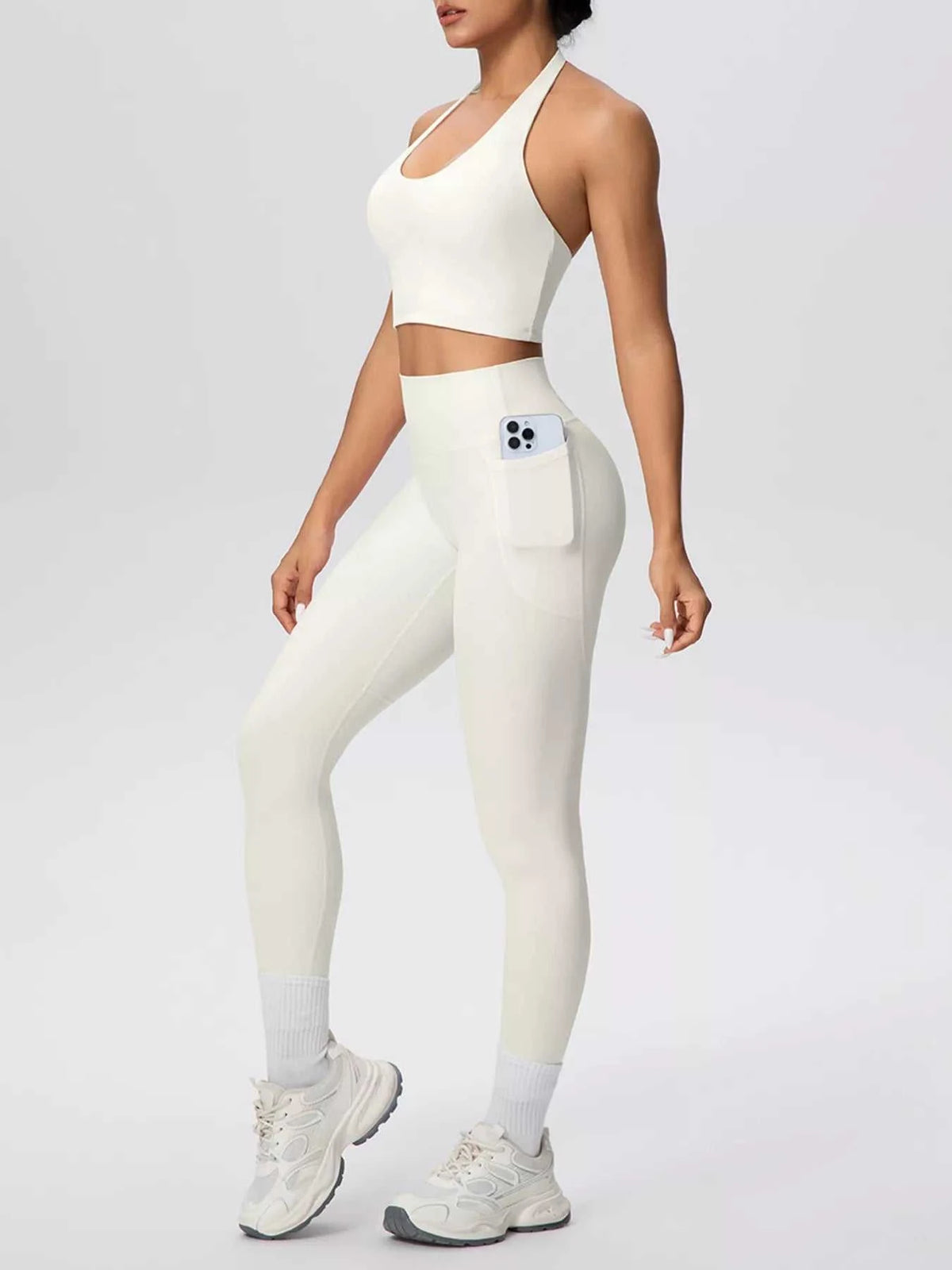 Halter Neck Crop Top and High-Waisted Leggings Active Set 101006684139191 85 Affordable Fashion Under $100 Jerry's Apparel 