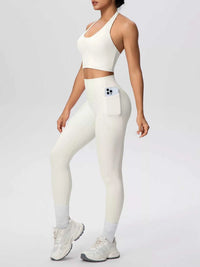 Halter Neck Crop Top and High-Waisted Leggings Active Set 101006684139191 85 Affordable Fashion Under $100 Jerry's Apparel 