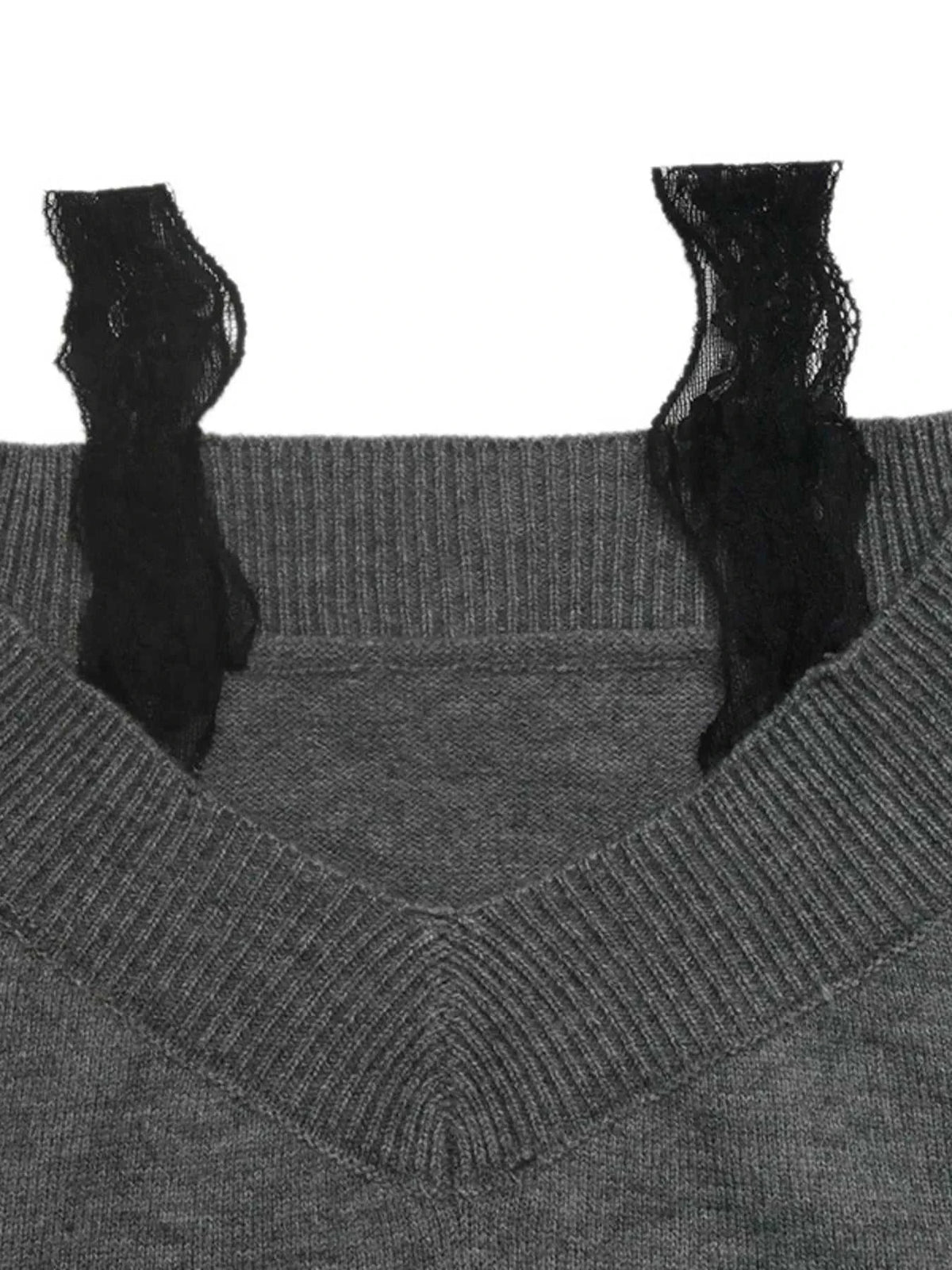 Off-Shoulder Lace Trim Sweater 100100123351801 43 Women's Sweaters and Knitwear Jerry's Apparel 