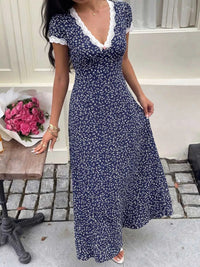 Floral Print Lace Trim Maxi Dress 100100543668093 36 Affordable Fashion Under $100 Jerry's Apparel 
