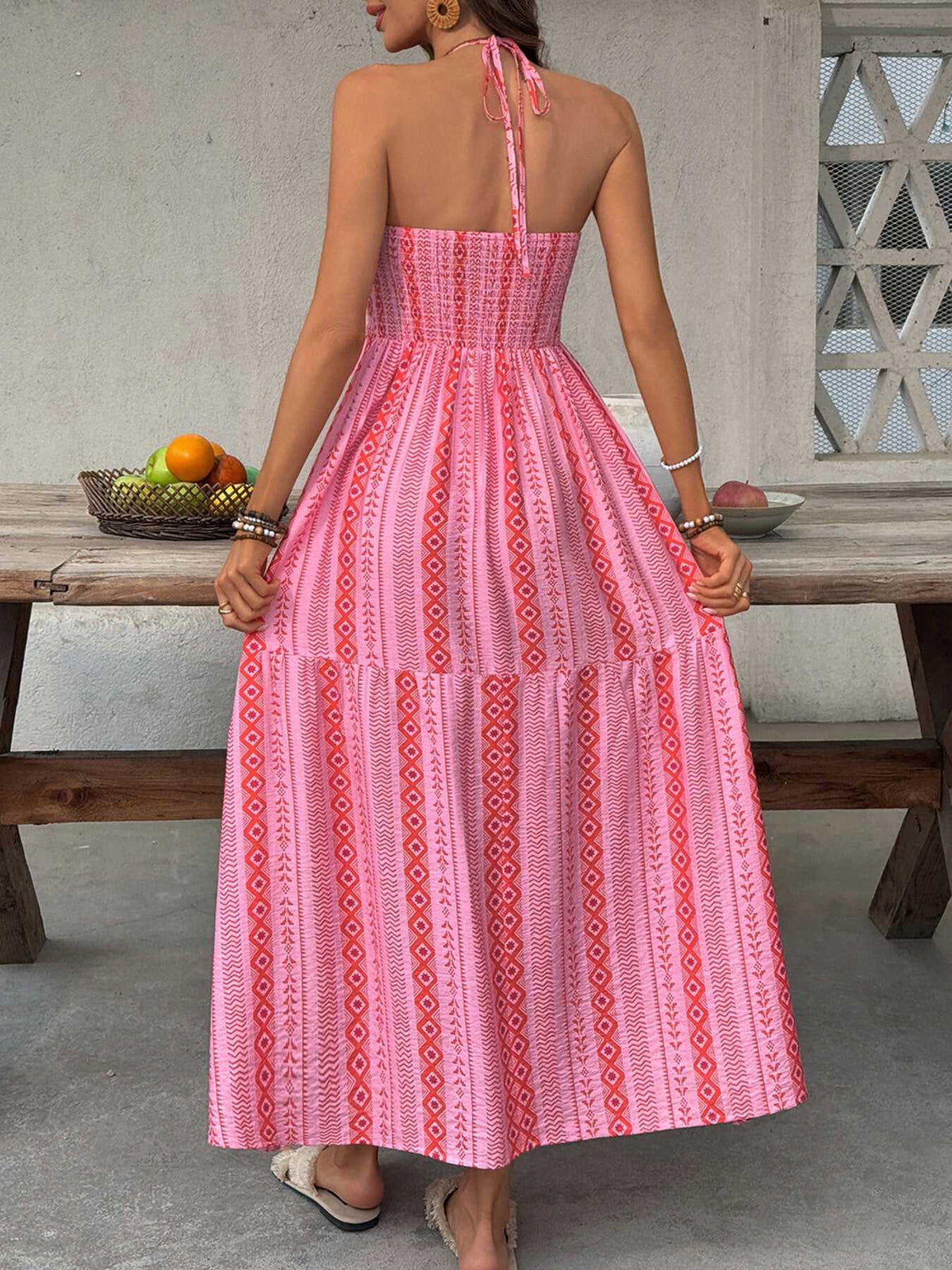 Printed Halter Neck Slit Midi Dress 100100312736640 39 Women's Midi Dress Affordable Fashion Under $100 Jerry's Apparel 