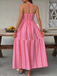 Printed Halter Neck Slit Midi Dress 100100312736640 39 Women's Midi Dress Affordable Fashion Under $100 Jerry's Apparel 