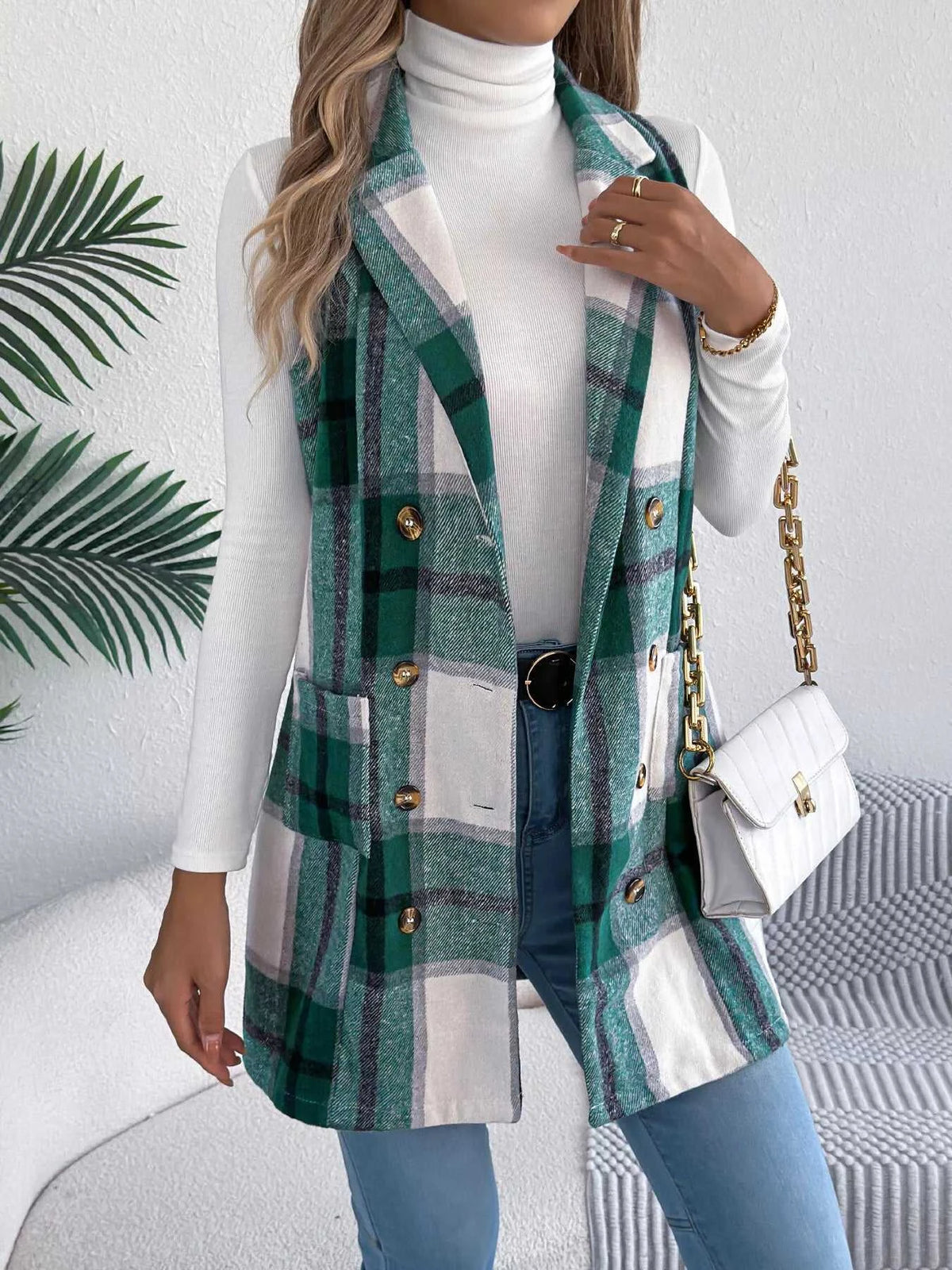 Plaid Double-Breasted Vest Coat 100100895699869 38 Affordable Fashion Under $100 Jerry's Apparel 