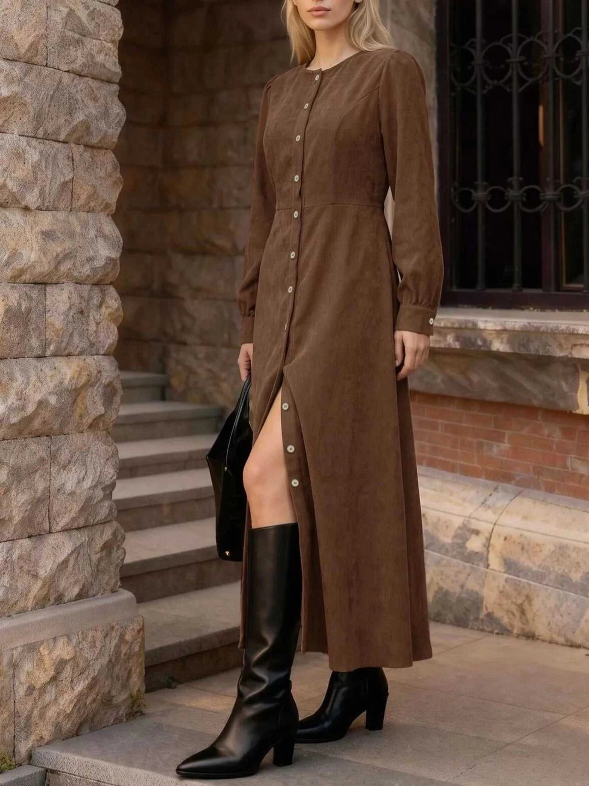 Corduroy Button-Down Maxi Dress 101001882053636 62 Affordable Fashion Under $100 Jerry's Apparel 