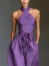Halter Neck Wide-Leg Jumpsuit with Waist-Tie Detail 101001566820821 48 Affordable Fashion Under $100 Jerry's Apparel 