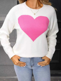 Valentine's Day Heart Round Neck Dropped Shoulder Sweater 100100320895258 49 Affordable Fashion Under $100 Jerry's Apparel 