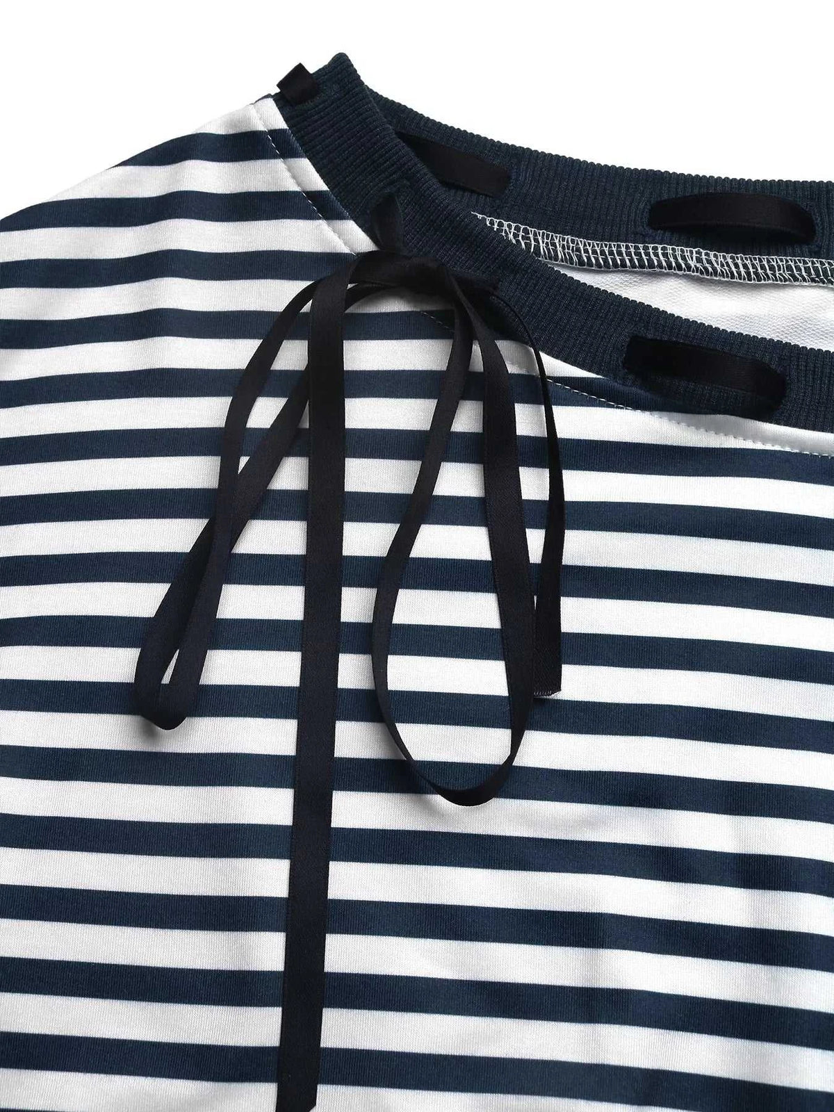 Striped Off-Shoulder Ribbon Accent Sweatshirt 100100561585200 31 Affordable Fashion Under $100 Jerry's Apparel 