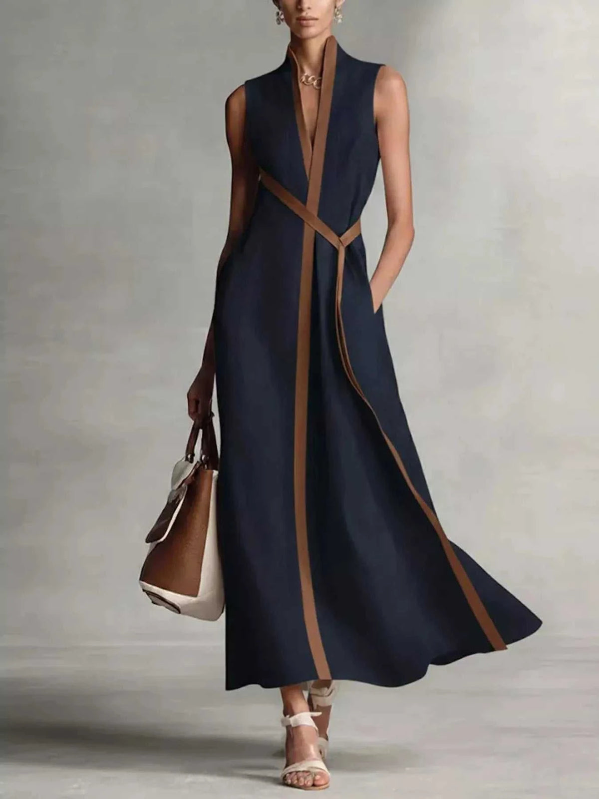 Full Size Contrast Trim Sleeveless Maxi Dress Plus Size 100100764511905 41 Affordable Fashion Under $100 Jerry's Apparel 