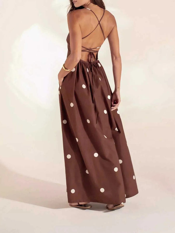 Polka Dot Maxi Dress with Spaghetti Straps 100100281034092 39 Gifts for Her Jerry's Apparel 
