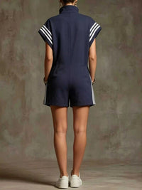 Striped Zip Front Romper 100100341112740 41 Women's Romper Affordable Fashion Under $100 Jerry's Apparel 