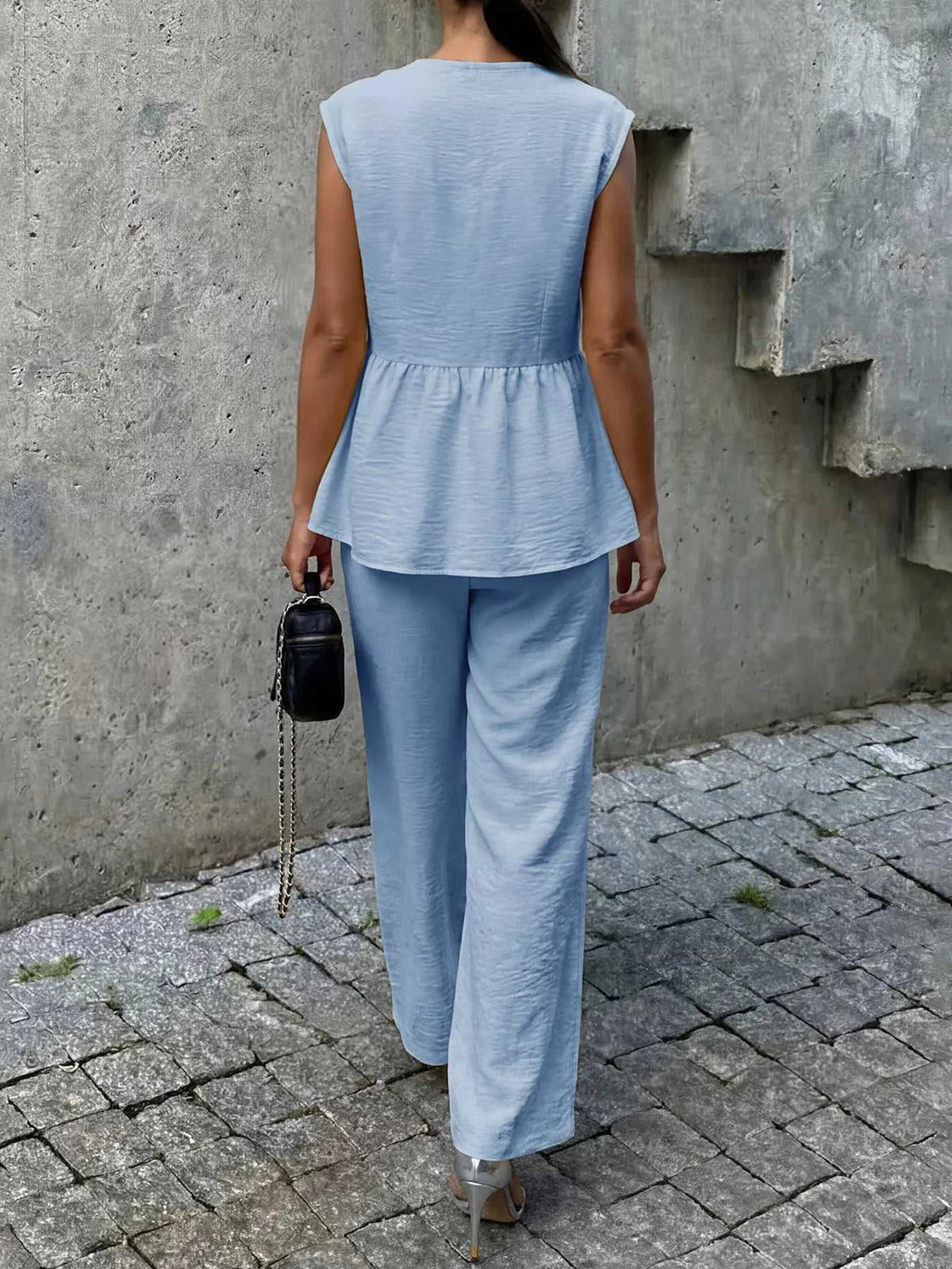 One Button Top and Wide Leg Pants Set 100100324141111 44 Affordable Fashion Under $100 Jerry's Apparel 
