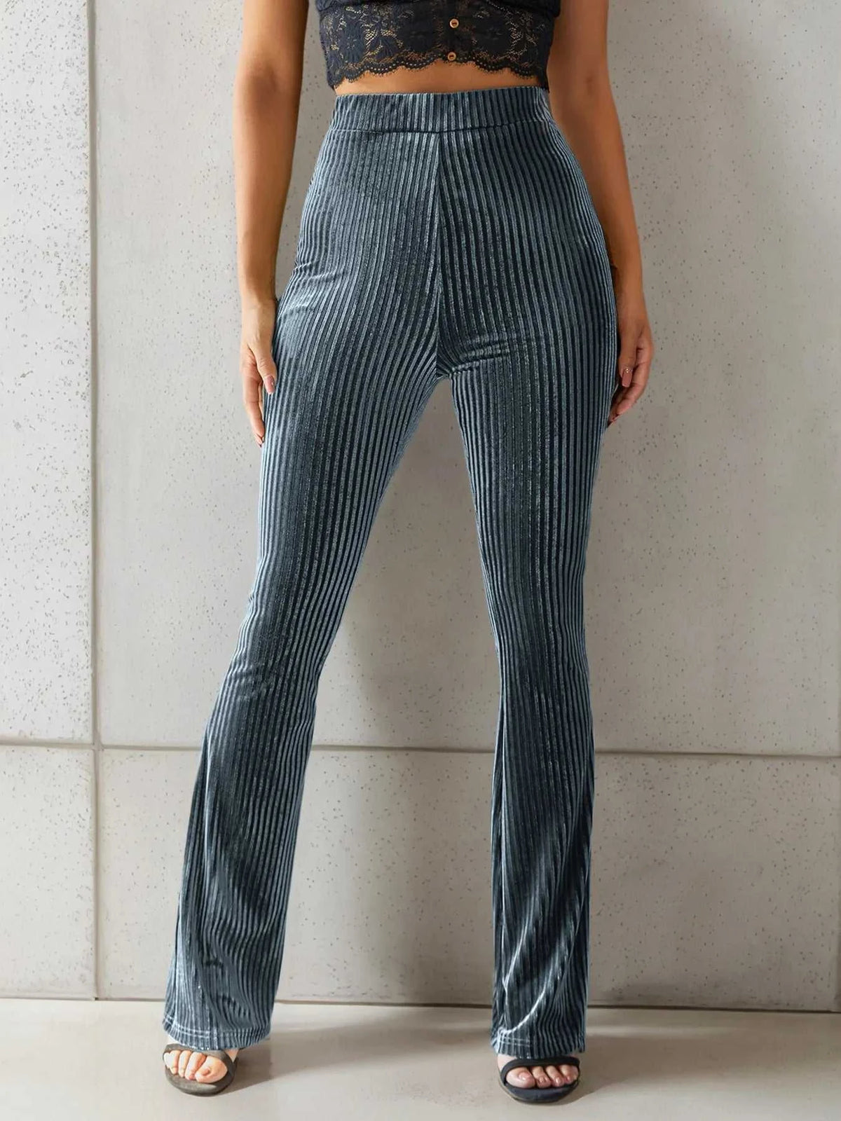 High-Waisted Ribbed Velvet Flare Pants 100100668974544 31 Affordable Fashion Under $100 Jerry's Apparel 