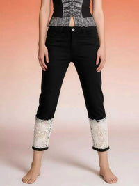 Full Size Lace Trimmed Capri Jeans Plus Size 100100537576403 32 Affordable Fashion Under $100 Jerry's Apparel 